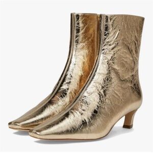 Michael Kors Metallic Gold Heeled Boots Cosmo Kitten, Size-7, New without box